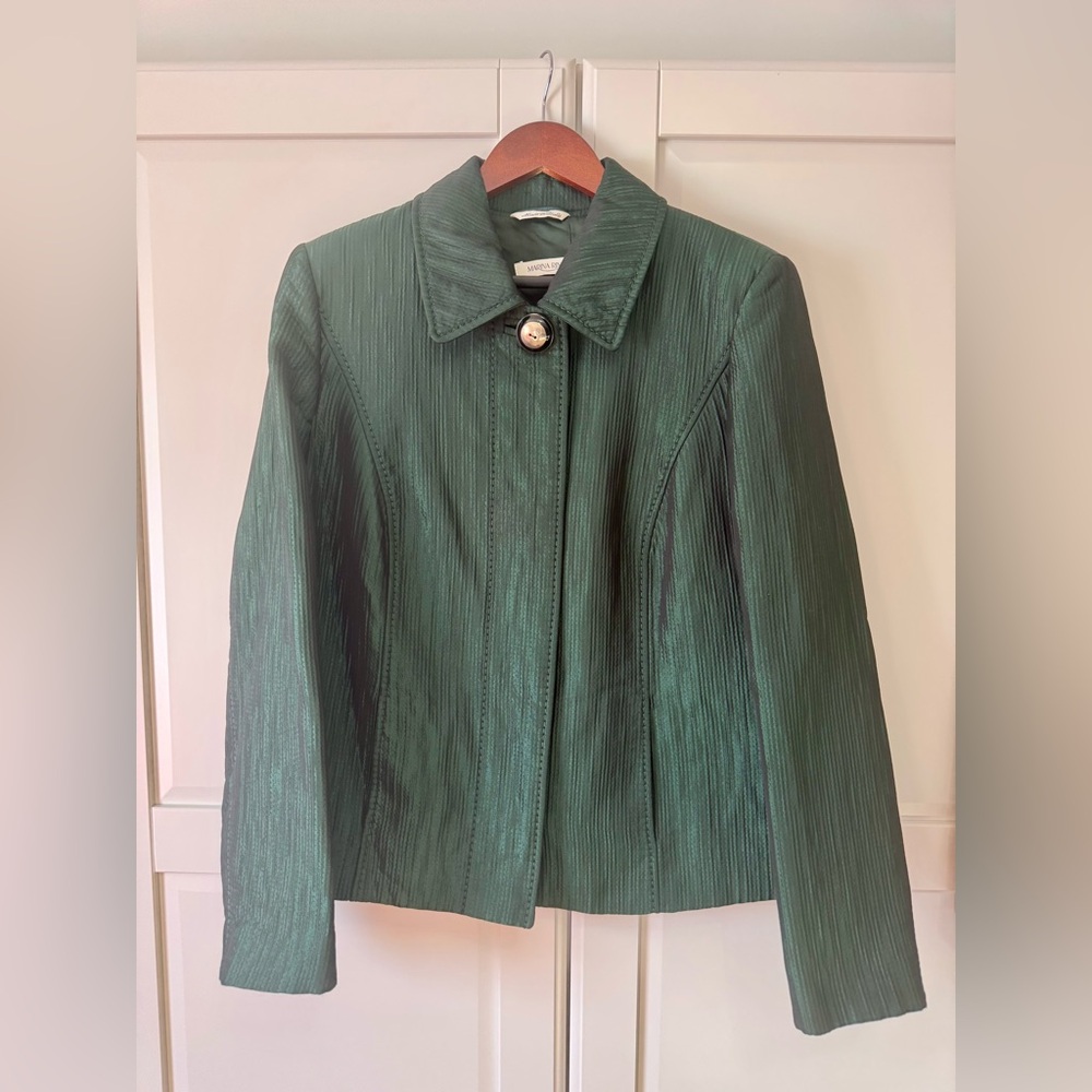 Marina Rinaldi Made in Italy Dark Green Women's Pleated Blazer Size:12